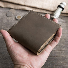 Handmade Leather Mens Cool Slim Leather Wallet Men Small Wallets Bifold for Men - imessengerbags
