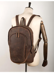 Brown Casual Mens Leather 15-inch Large Laptop Backpacks Brown Travel Backpacks School Backpacks for men - imessengerbags
