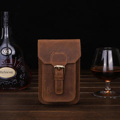 Leather Mens Cigarette Case with Belt Loop Cell Phone Holster Belt Pouch for Men