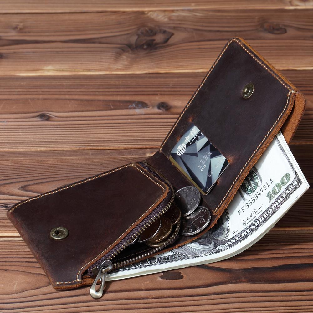 Cool Mens Leather billfold Wallet Leather Small Wallet Bifold Slim Wallets For Men - imessengerbags