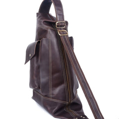 Genuine Leather Mens Cool Chest Bag Sling Bag Crossbody Bag Travel Bag Hiking Bag for men