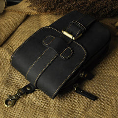 Leather Belt Pouch Mens Waist Bag Small Case for Men