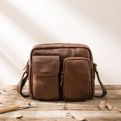 Cool Leather Mens Messenger Bags Small Shoulder Bags  for Men