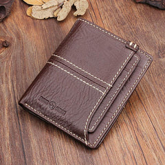 Handmade Leather Mens Cool Slim Leather Wallet Men Small Wallets Bifold for Men - imessengerbags