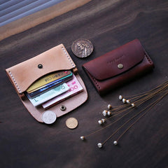 Cool Handmade Wooden Leather Mens Wallet Small Card Holder Coin Wallet for Men
