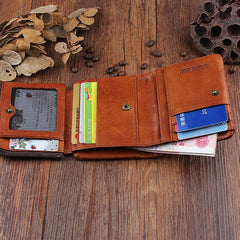 Handmade Mens Cool billfold Leather Wallet Men Small Wallets Trifold for Men - imessengerbags