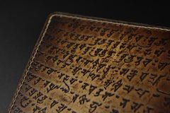 Handmade Leather Tooled Shakya Muni Buddhism Mens Long Wallet Cool Leather Wallet Clutch Wallet for Men - imessengerbags