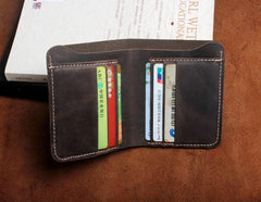 Handmade Leather Mens Cool Slim Leather Wallet Men Small Wallets Bifold for Men - imessengerbags