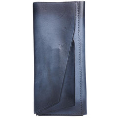 Handmade Leather Gray Mens Cool Long Leather Wallet Brown Unique Long Wallet for Men - imessengerbags