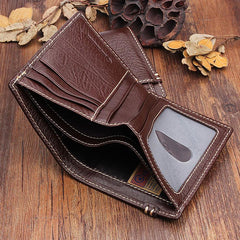 Handmade Leather Mens Cool Slim Leather Wallet Men Small Wallets Bifold for Men - imessengerbags