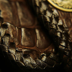 Handmade Leather Crocodile skin Biker Wallet Mens Cool Chain Wallet Trucker Wallet with Chain - imessengerbags