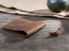 Handmade Leather Mens Cool Slim Leather Wallet Men Small Wallets Bifold for Men - imessengerbags