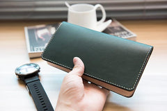 Handmade Leather Mens Clutch Wallet Cool Leather Wallet Long Phone Wallets for Men Women