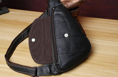 Genuine Leather Mens Cool Chest Bag Sling Bag Crossbody Bag Travel Bag Hiking Bag for men - imessengerbags