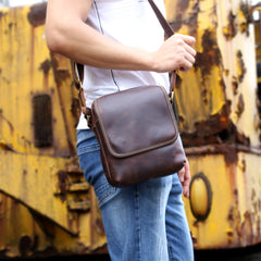 Genuine Leather Mens Cool Messenger Bag Square Bag Chest Bag Bike Bag Cycling Bag for men - imessengerbags
