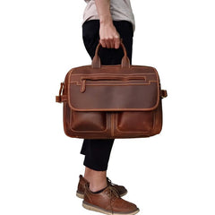 Vintage Cool Leather Briefcase Handbag Business Briefecases Shoulder Bag for men