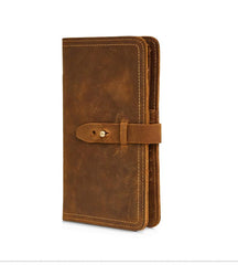Handmade Leather Mens Travel Wallet Passport Leather Wallet Short Slim Wallets for Men