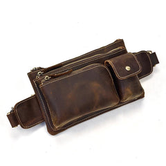 Vintage Leather Fanny Pack Mens Waist Bag Hip Pack Belt Bag for Men
