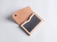 Handmade Leather Mens Cool Short Wallet Card Holder Small Card Slim Wallets for Men - imessengerbags