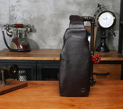 Leather Mens Sling Bag Sling Shoulder Bag Sling Backpack for men