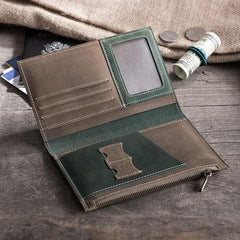 Handmade Leather Mens Travel Wallet Passport Leather Wallet Short Long Wallets for Men