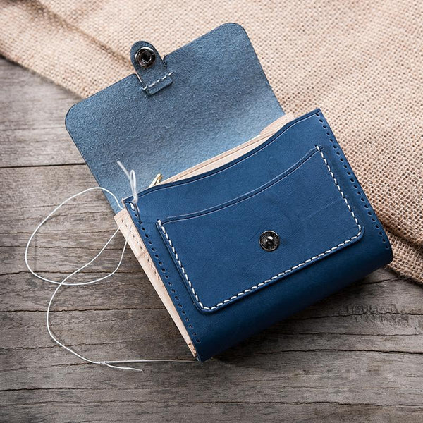 Handmade Leather Mens Cool Short Wallet Card Holder Small Card Wallets for Men Women - imessengerbags