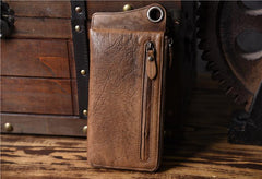 [On Sale] Cool Leather biker wallet leather chain wallet long wallet with chain