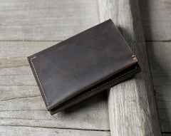 Handmade Leather Mens Cool Slim Leather Wallet Men Small Wallets Bifold for Men - imessengerbags