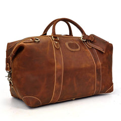 Cool Dark Brown Leather Mens Barrel Overnight BagsWeekender Bags Travel Bag For Men