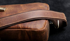 Handmade Leather Mens Cool Chest Bag Sling Bag Crossbody Bag Travel Bag Hiking Bag for men - imessengerbags