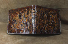 Handmade Leather Tooled TheWalkingDead Mens billfold Wallet Cool Leather Wallet Slim Wallet for Men - imessengerbags