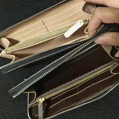 Handmade Leather Skull Death Tooled Mens Long Wallet Cool Leather Wallet Clutch Wallet for Men - imessengerbags