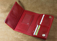 Handmade Leather Tooled Trifold Henna Floral Mens Long Wallet Cool Leather Wallet Clutch Wallet for Men - imessengerbags