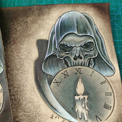 Handmade Leather Skull Death Tooled Mens Long Wallet Cool Leather Wallet Clutch Wallet for Men - imessengerbags