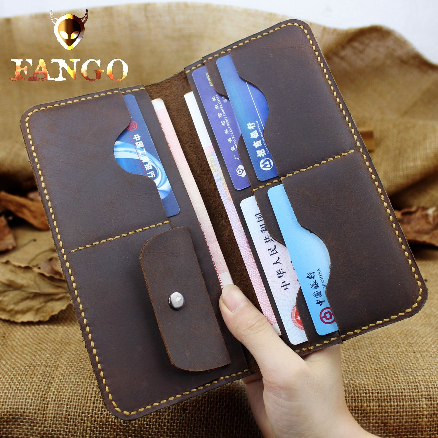 Handmade Leather Mens Cool Travel Long Wallet Card Holder Card Slim Clutch Wallets for Men - imessengerbags
