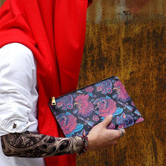Handmade Leather Mens Clutch Cool Slim Wallet Zipper Clutch Wristlet Wallet for Men
