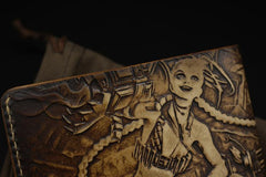 Handmade Leather Tooled League of Legends LOL Jinx Mens billfold Wallet Cool Leather Wallet Slim Wallet for Men - imessengerbags
