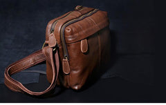 Genuine Leather Mens Cool Messenger Bag Square Bag Chest Bag Bike Bag Cycling Bag for men - imessengerbags