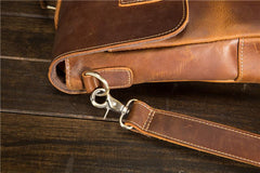 Vintage Brown Leather Mens Briefcase 13inch Laptop Bag Business Bag Handbag For Men - imessengerbags