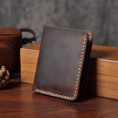 Handmade Leather Mens Cool Slim Leather Wallet Men Small Wallets Bifold for Men - imessengerbags
