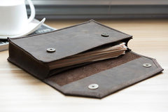 Handmade Leather Mens Clutch Cool Large Wallet Clutch Wristlet Wallet for Men