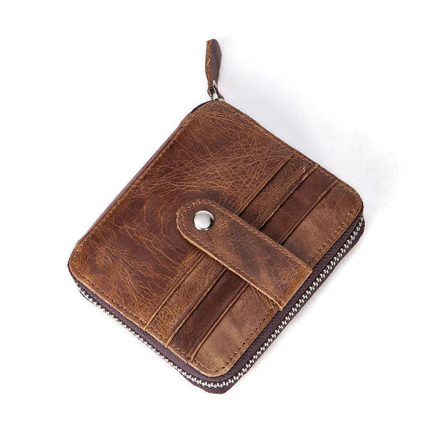 Cool Leather Small Slim Zipper Wallet billfold Wallet Card Wallets For Men - imessengerbags