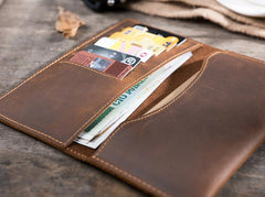 Handmade Leather Mens Clutch Wallet Cool Leather Wallet Long Phone Wallets for Men
