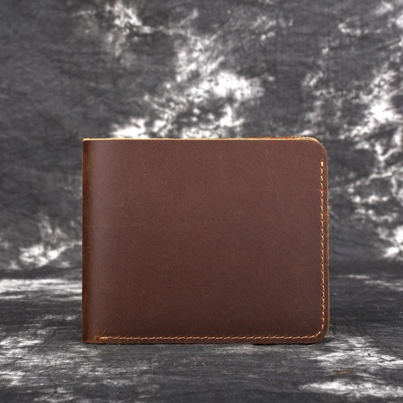 Vintage Mens Leather Slim Small Wallet Cool billfold Slim Bifold Wallets for Men - imessengerbags