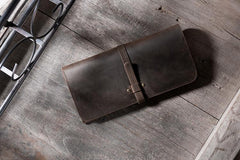 Handmade Leather Mens Clutch Wallet Cool Leather Wallet Long Phone Wallets for Men - imessengerbags