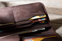 Handmade Leather Mens Clutch Wallet Cool Leather Wallet Long Phone Wallets for Men - imessengerbags