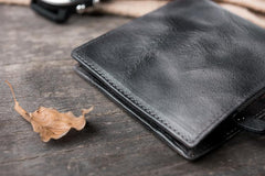 Handmade Leather Mens Cool Slim Leather Wallet Men Small Wallets Bifold for Men - imessengerbags