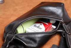 Genuine Leather Mens Cool Chest Bag Sling Bag Crossbody Bag Travel Bag Hiking Bag for men