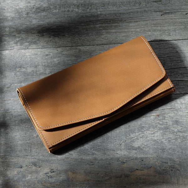 Handmade Leather Mens Clutch Wallet Cool Leather Wallet Long Phone Wallets for Men - imessengerbags
