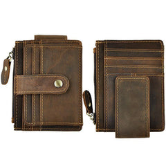 Leather Mens Wallet Cool Slim Front Pocket Wallet Money Clip for Men - imessengerbags